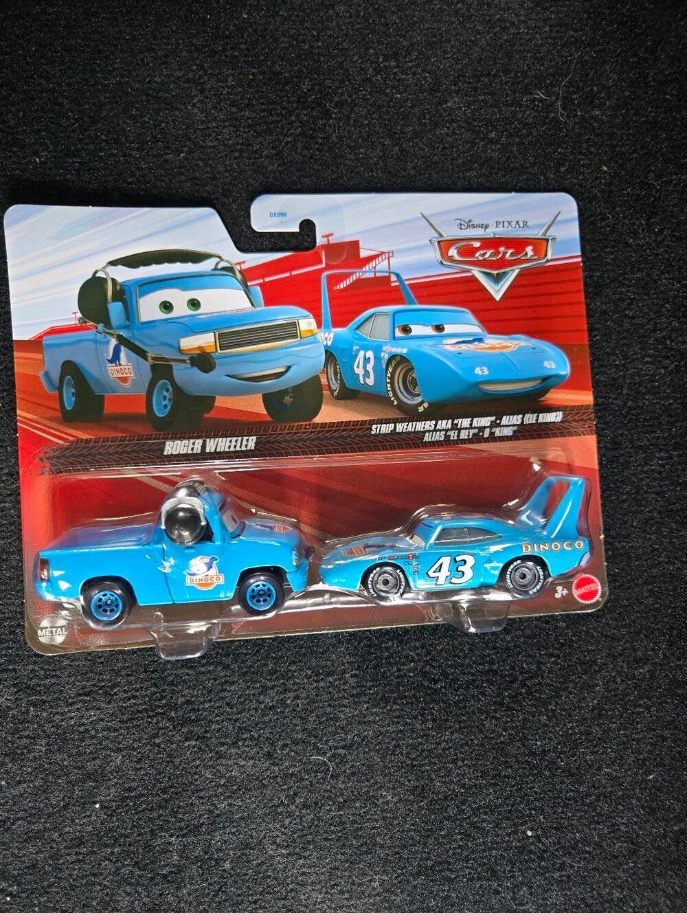 Disney Pixar Cars Dinoco Roger Wheeler & "The King" Blue Vehicle 2-Pack